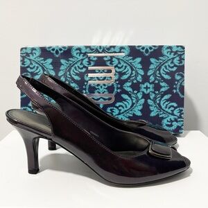 Impo Rodgers Patent Leather Slingback Pep Toe Heel Womens Size 7.5 Royal Purple‎